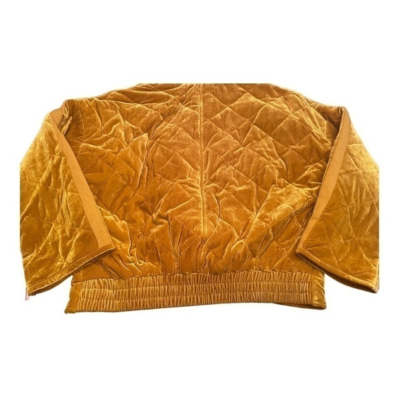 Avec LES FILLES Quilted Velvet Zip Jacket In Mustard - Picture 5 of 15
